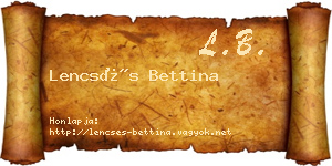 Lencsés Bettina névjegykártya